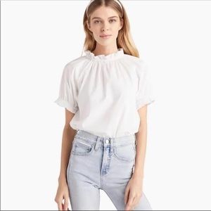 Hill House The Kit Top in White Size Small Short Sleeve High Neck